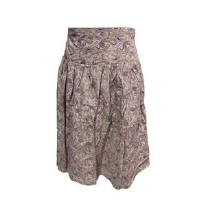 George ME 16 Tan Paisley A-Line Skirt Women's Silk Blend‎ Pleated Boho